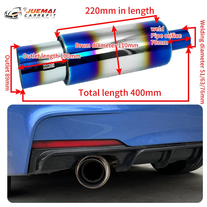 89mm Exhaust Pipe HKS Muffler Tail Pipe Universal High Quality