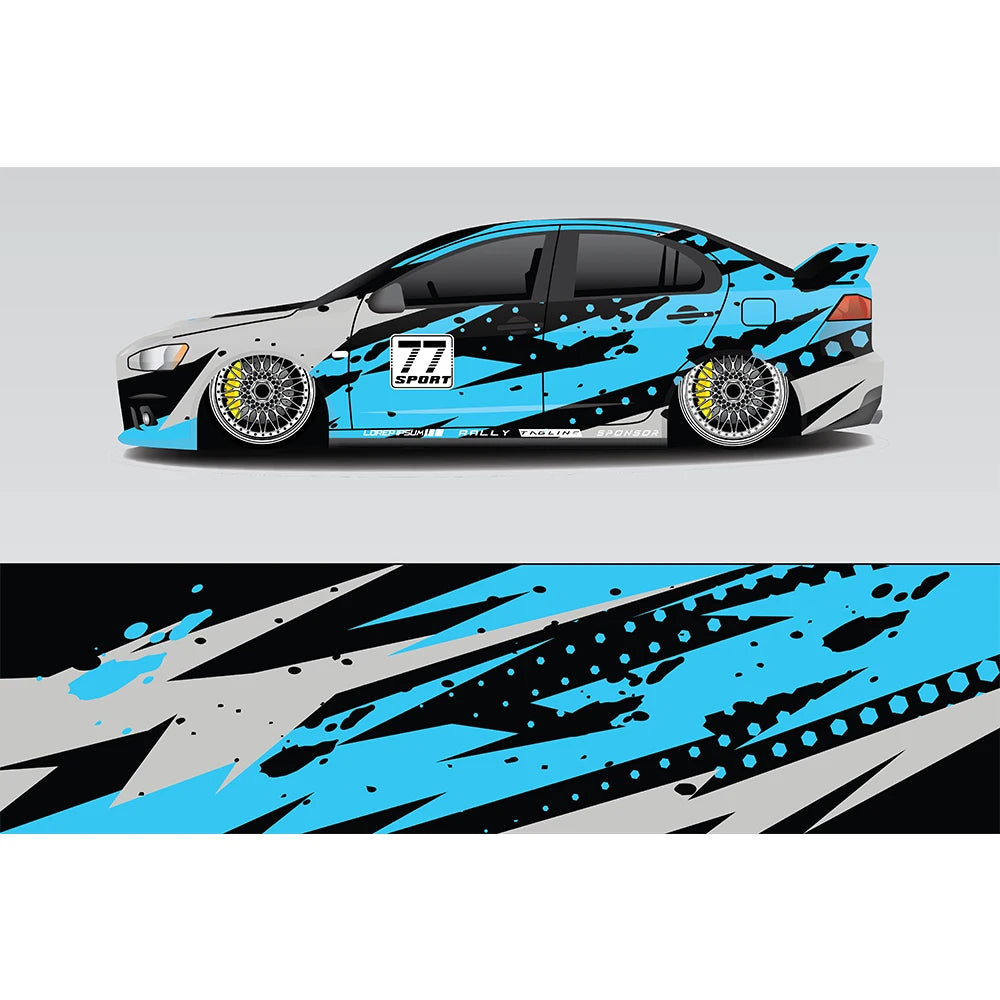 Abstract Curve Full Body Racing RV Graphic Decals Vinyl Wrap Camo