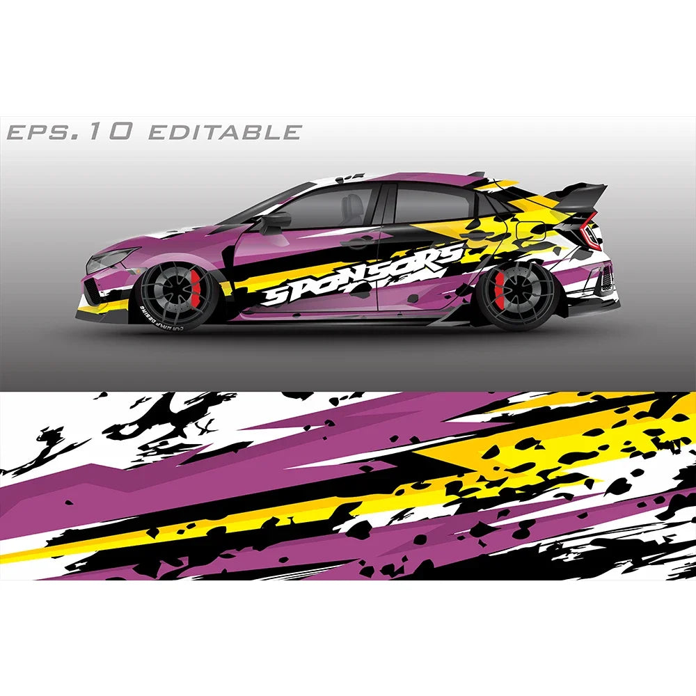 Abstract Triangle Car Graphic Decal Full Body Racing Vinyl Wrap Car