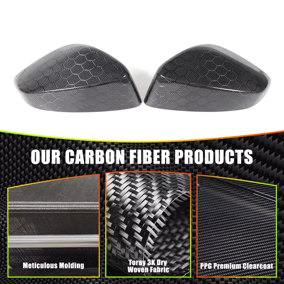 Real Carbon Fiber Side Mirror Cover Caps For Subaru BRZ Toyota GR 86