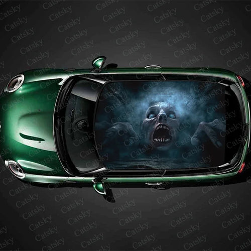 Scary Monster Design Car Roof Sticker Wrap Racing SUV Accessories