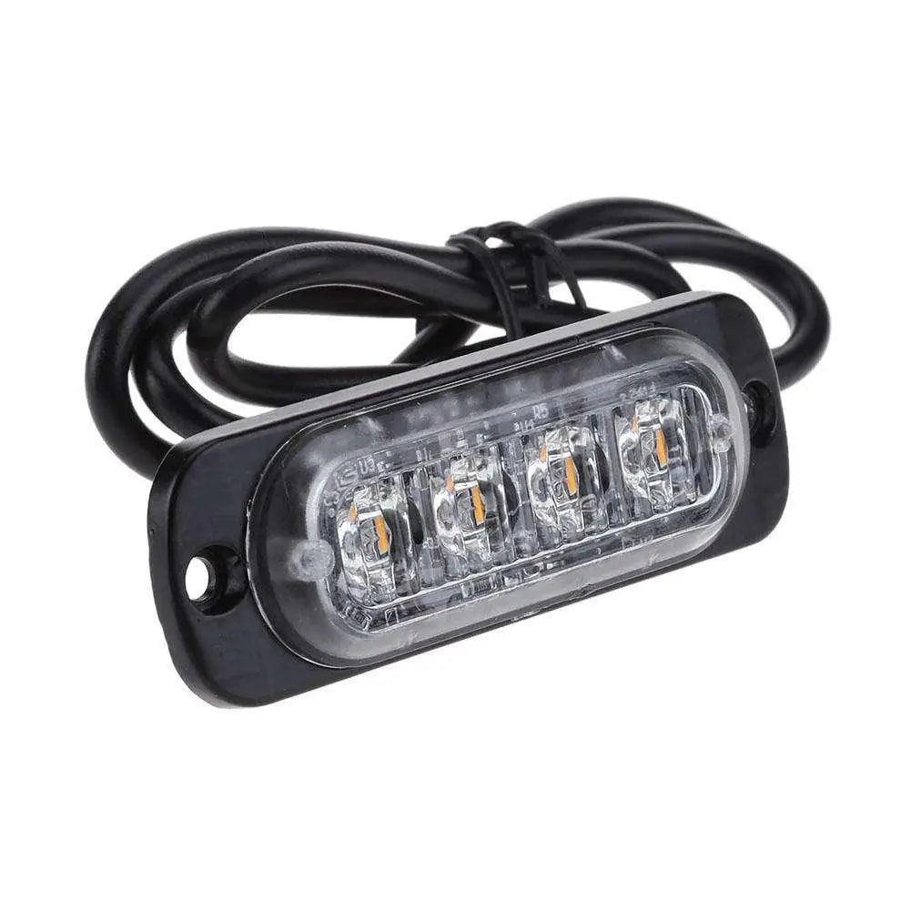 1Pcs 12V- 24V Warning Light 4 LED Universal Ultra-Thin Flash Warning