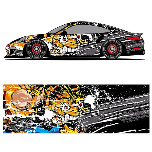 Sugar Skull Art Racing Car Graphic Decal Full Body Racing Vinyl Wrap