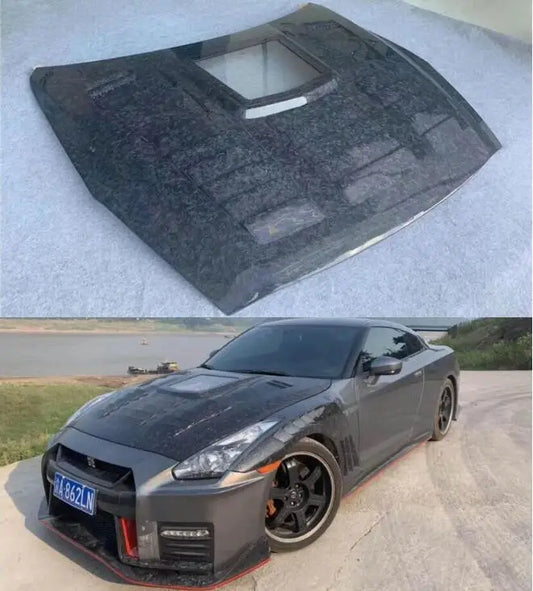 Real Forging Carbon Fiber Transparent Bonnet For Nissan GT-R GTR R35