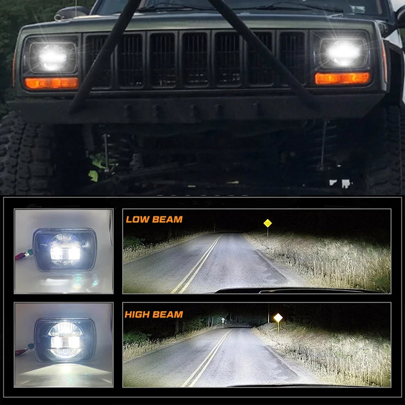 5×7 7x6 Inch Square Led Headlight High/Low Beam Led Headlamp for Jeep