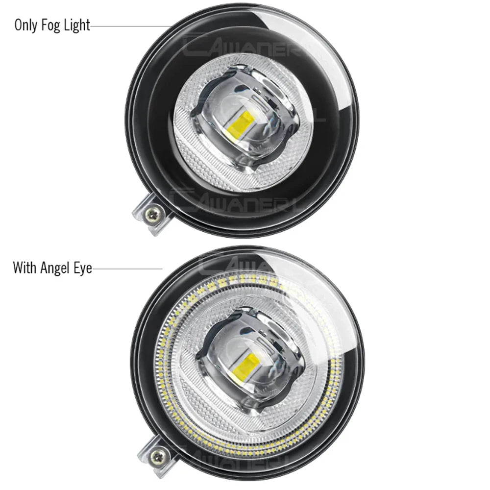 2 X 30W LED Angel Eye Fog Light DRL Car Front Fog Daytime Running Lamp