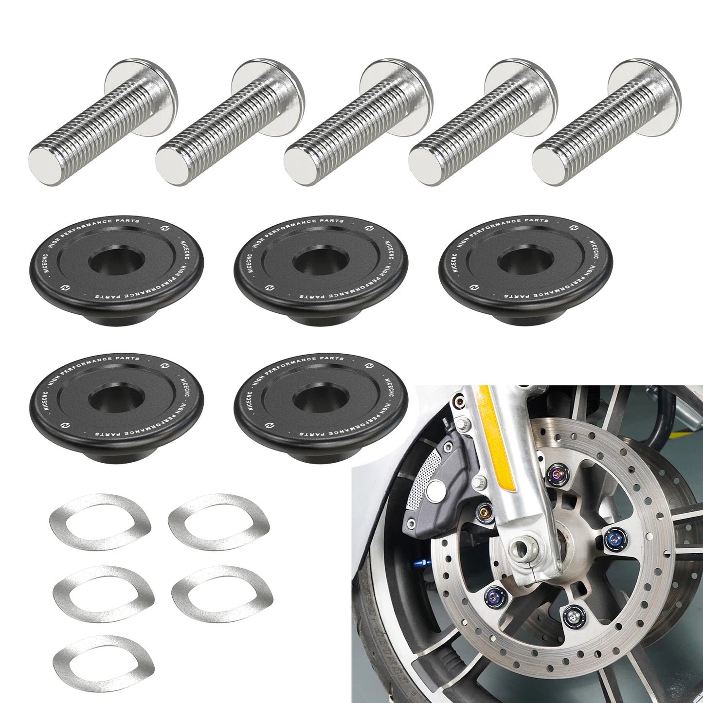 Replace 41500020 Motorcycle Front Brake Rotor Bolts Washers Kit for