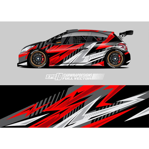 Abstract Red Colorful Full Body Racing RV Graphic Decals Vinyl Wrap