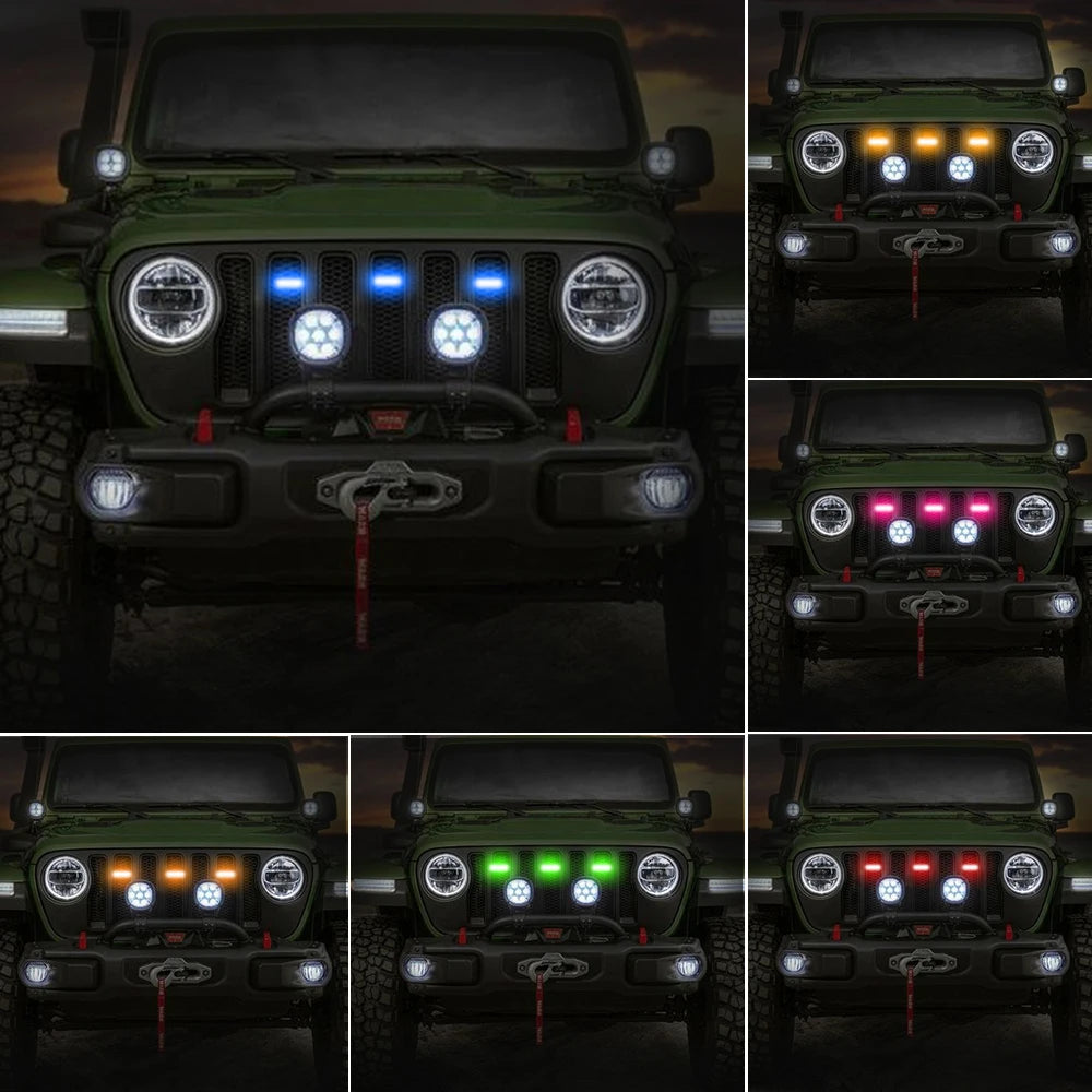 8PCS Front Grille LED Signal Lamps APP Control RGB Flashing Emergency