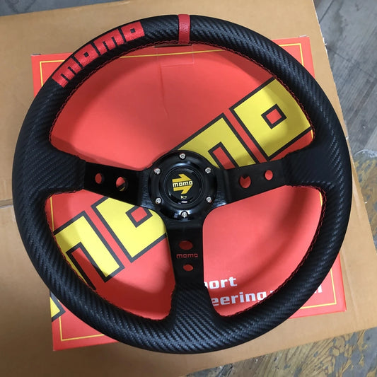 14Inch JDM Universal Racing Drift MOMO Steering Wheel Car Carbon