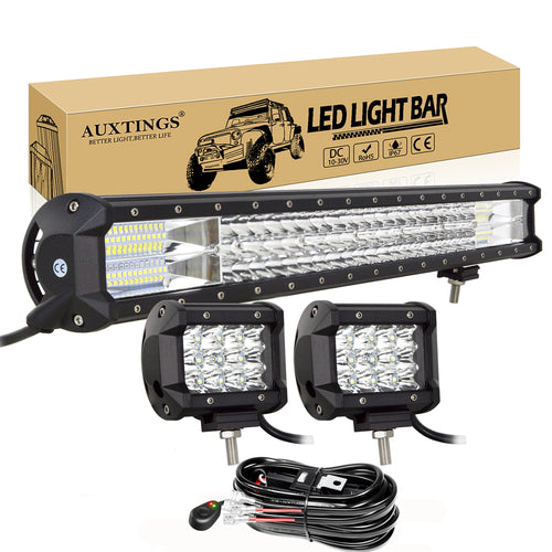 17- 44in 252W-612W Off Road LED Light Bar with 2Pcs 36W Work Light