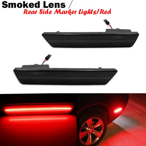 (2) Smoked Lens Rear Side Marker Lamps with 36-SMD Red LED Lights For