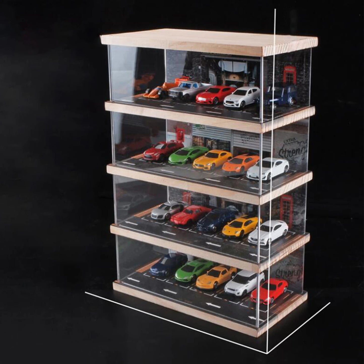 1/64 Scale 4 Tiers Diecast Model Car Display Case Scenery Diorama