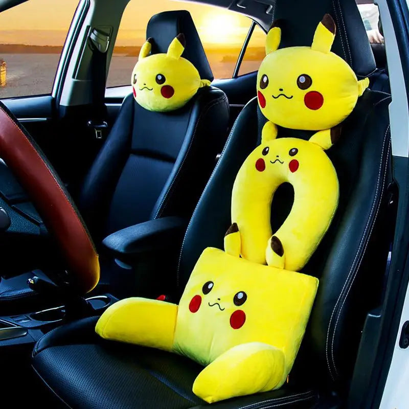 Takara Tomy Pokemon Pikachu Car Seat Headrest Kawaii Cartoon Neck