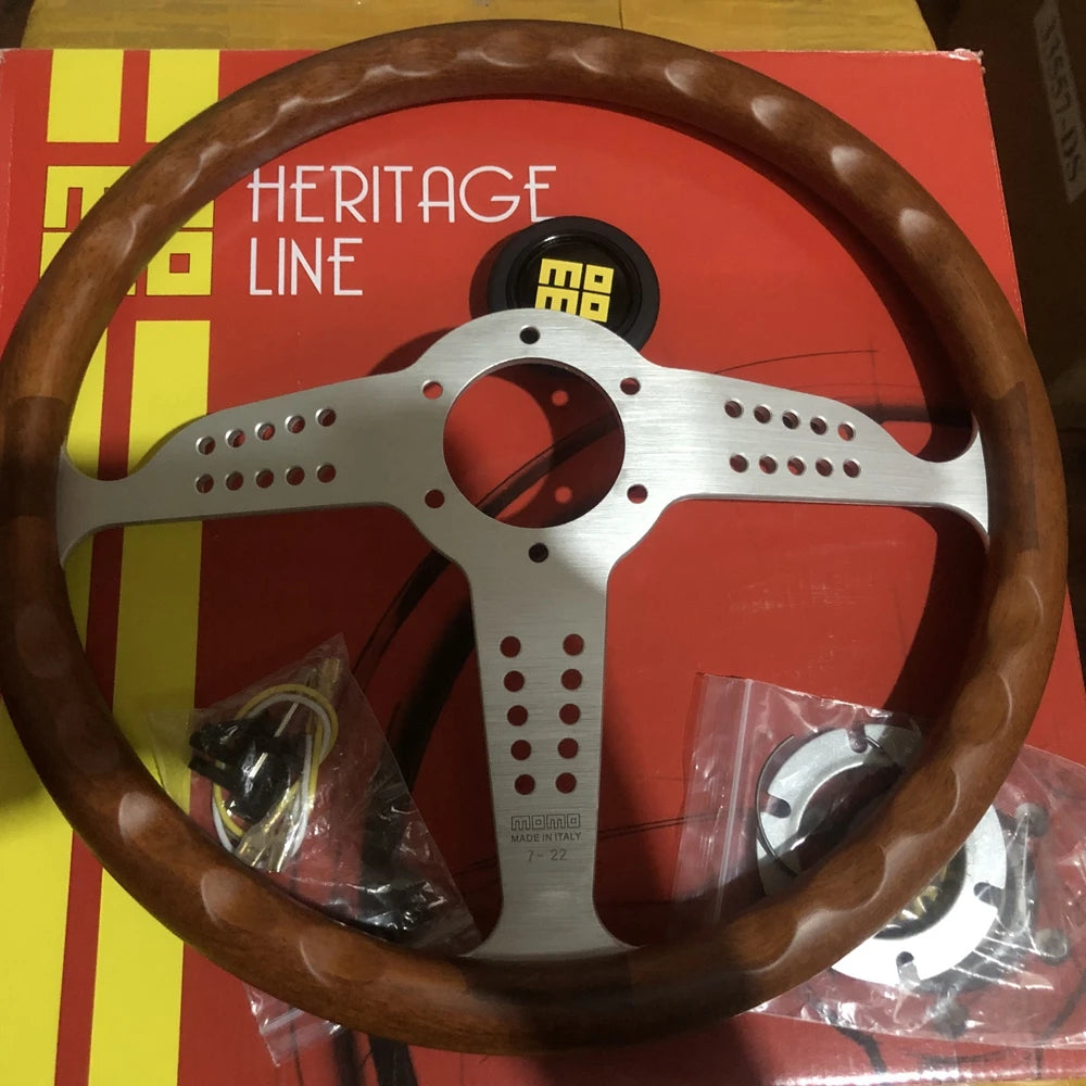 14Inch Classic Wood GRAND PRIX MOMO Steering Wheel Car Rally Racing