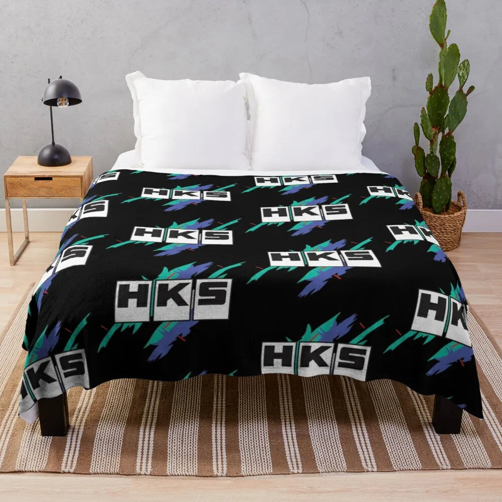 Vintage HKS Vaporwave Throw Blanket Designer Blanket