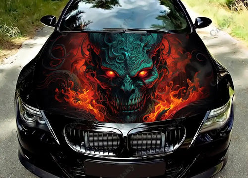 Scary Monster Design Car Hood Vinyl Stickers Wrap Vinyl Film Engine