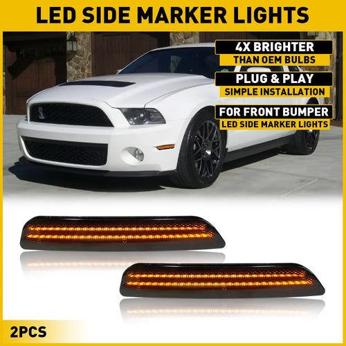 2Pcs Smoked LED Bumper Side Marker Light For Ford Mustang 2010 2011