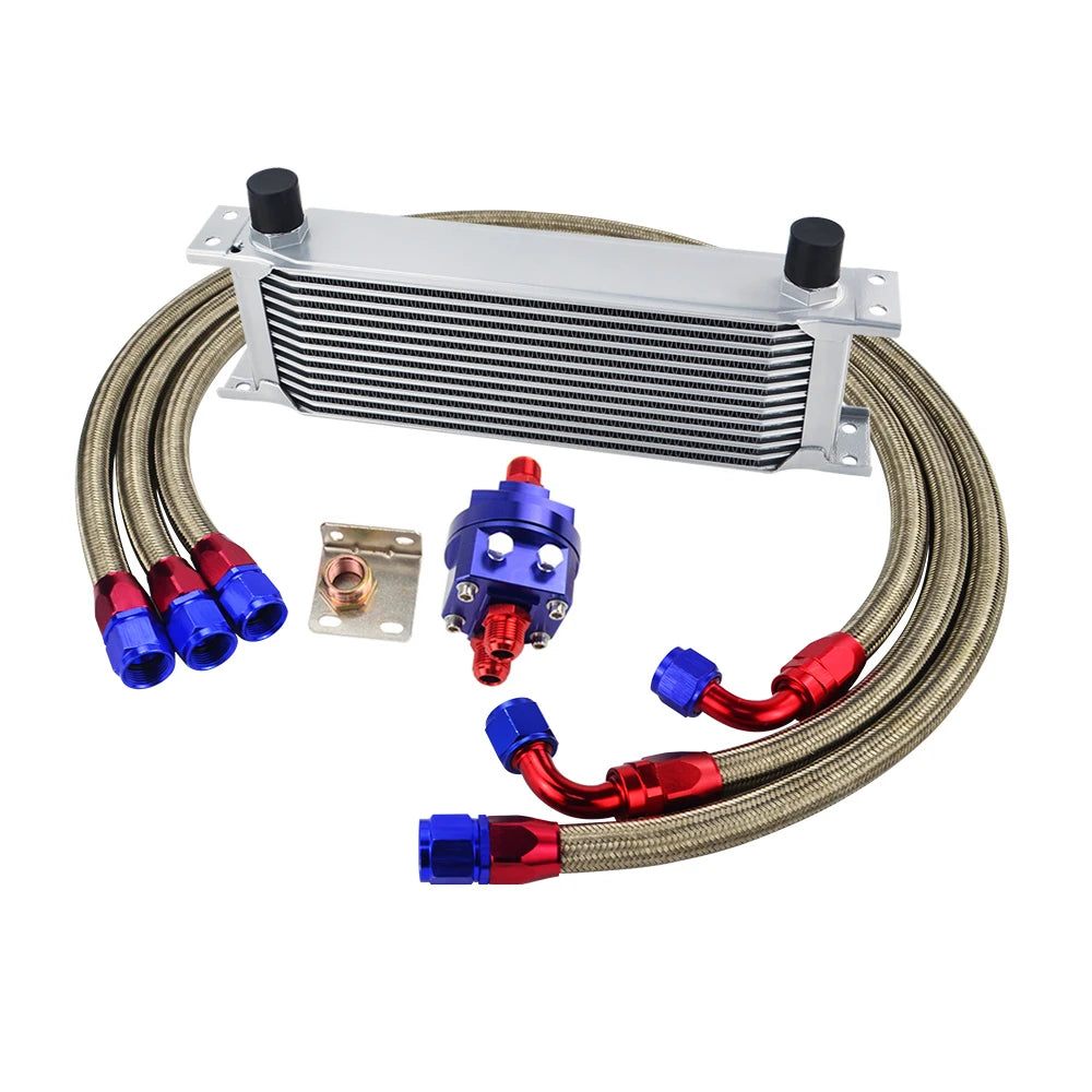 LIZHI Universal 13 Rows Oil Cooler Kit And Oil Filter Relocation Male