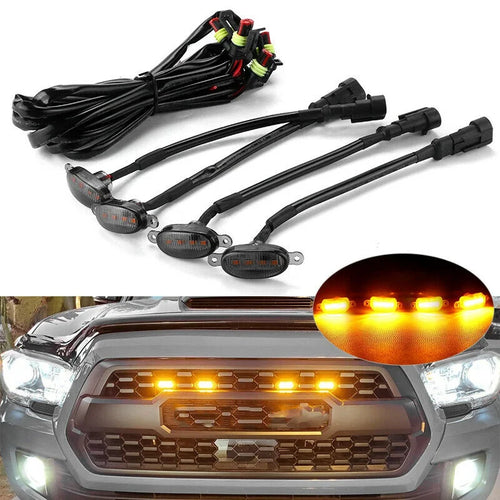 4x Smoked Lens Amber Car Light LED Front Grille Running Lights for