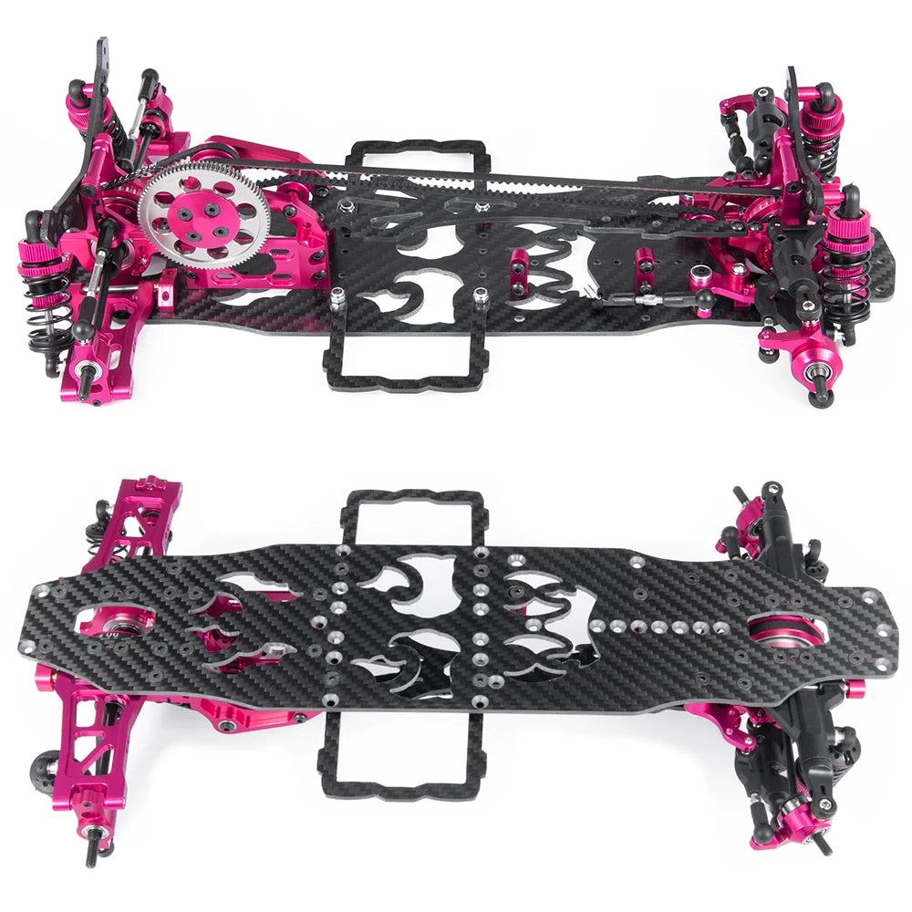 YEAHRUN Alloy & Carbon RC Car Chassis Frame with 4 Wheels 256mm