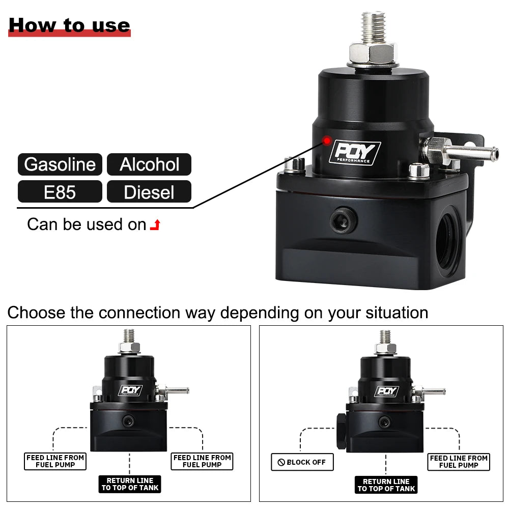 Universal Aluminum Fuel Pressure Regulator AN8 Feed & AN6 Return Line