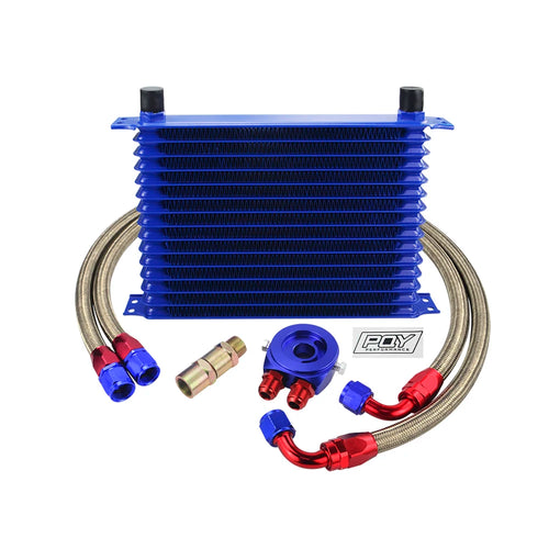 LIZHI - UNIVERSAL 15 ROWS OIL COOLER KIT + OIL FILTER SANDWICH ADAPTER