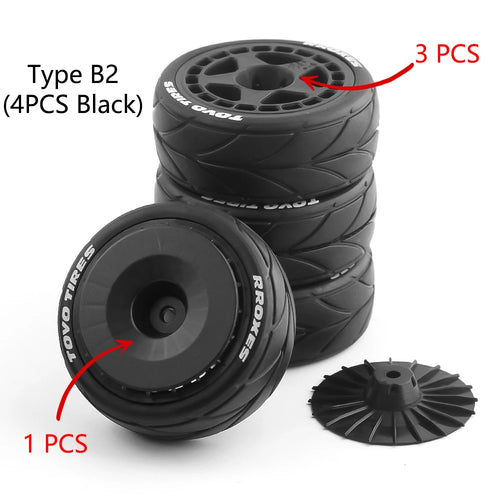 4Type RC Rally Car Plastic Wheel Rim Rubber Tires for 1/10 Model Car