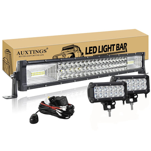 7D 22- 52in 270W-675W Off Road LED Light Bar with 3D 2x36W Work Light