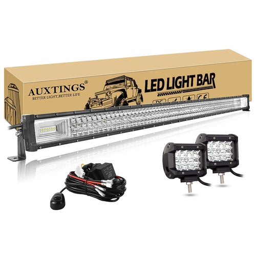 7D 22- 52in 270W-675W Off Road LED Light Bar with 2x36W Work Light