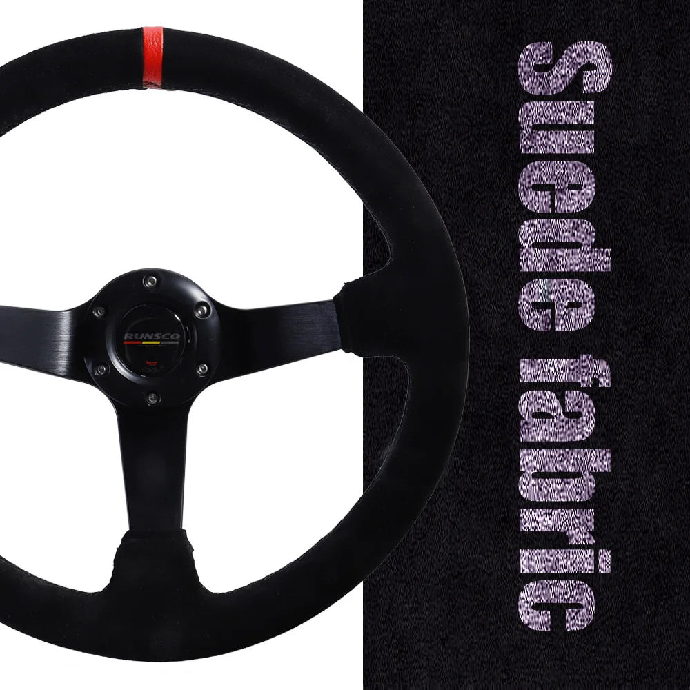 350mm/14Inch Sport Steering Wheel Suede Leather Drift Racing Game