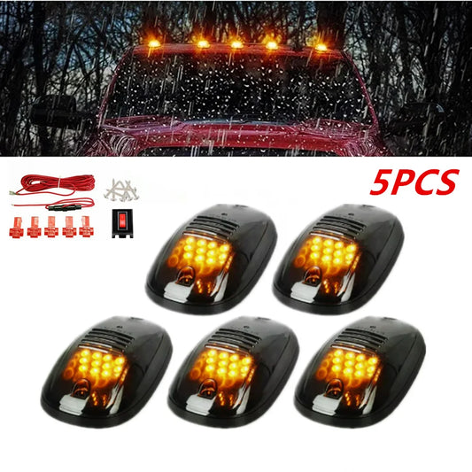 5PCS Smoked Car Cab Marker Roof 12LED Light for Truck SUV Off Road Cab