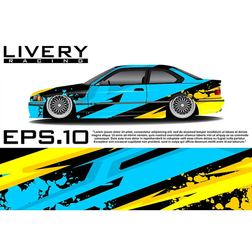 Red and Yellow Racing Car Graphic Decal Full Body Racing Vinyl Wrap