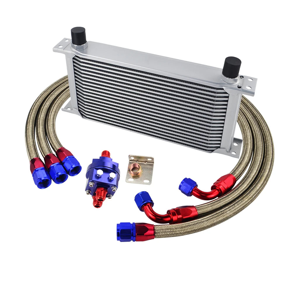 LIZHI Universal 19 Rows Oil Cooler Kit + Oil Filter Relocation Male