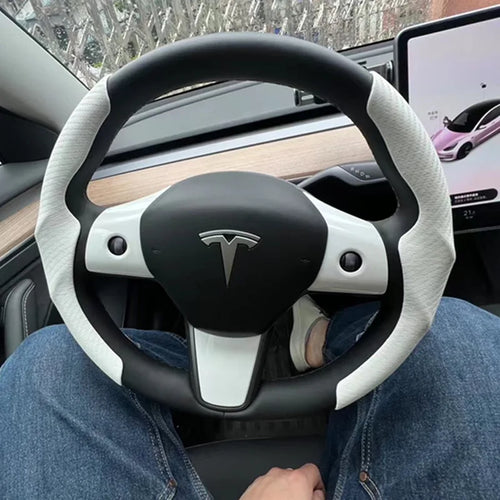 Tesla steering wheel cover model 3/Y Carbon Fiber Sweat-absorbing