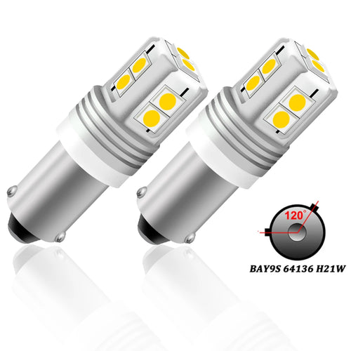 2PCS Xenon Error Free White Bay9s H21W 64136 LED Bulbs For Volkswagen