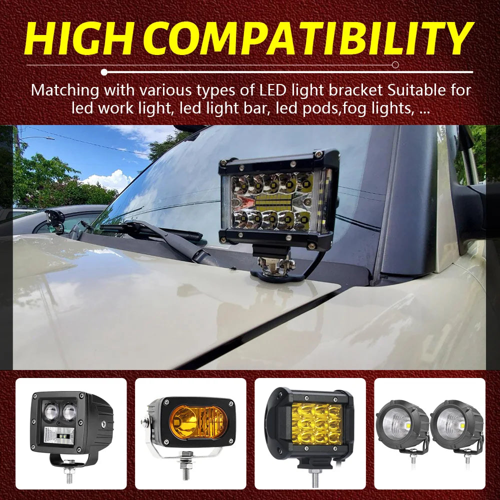 2PCS LED Work Light mounting Bracket Universal Hood Led Light Bar