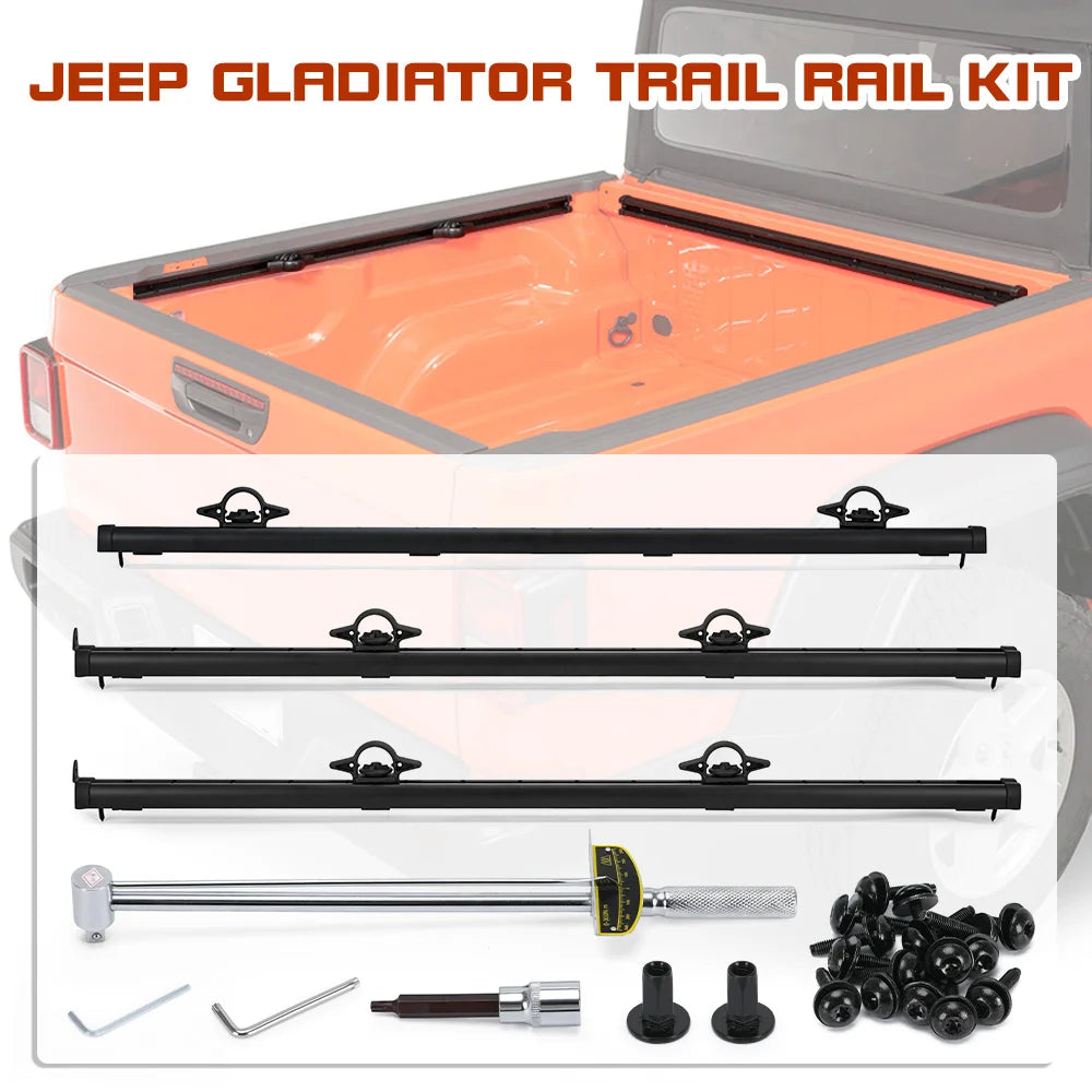 Trail Rail Kit For 20-22 Jeep Gladiator 3.0L 3.6L V6 Utility Rails Tie