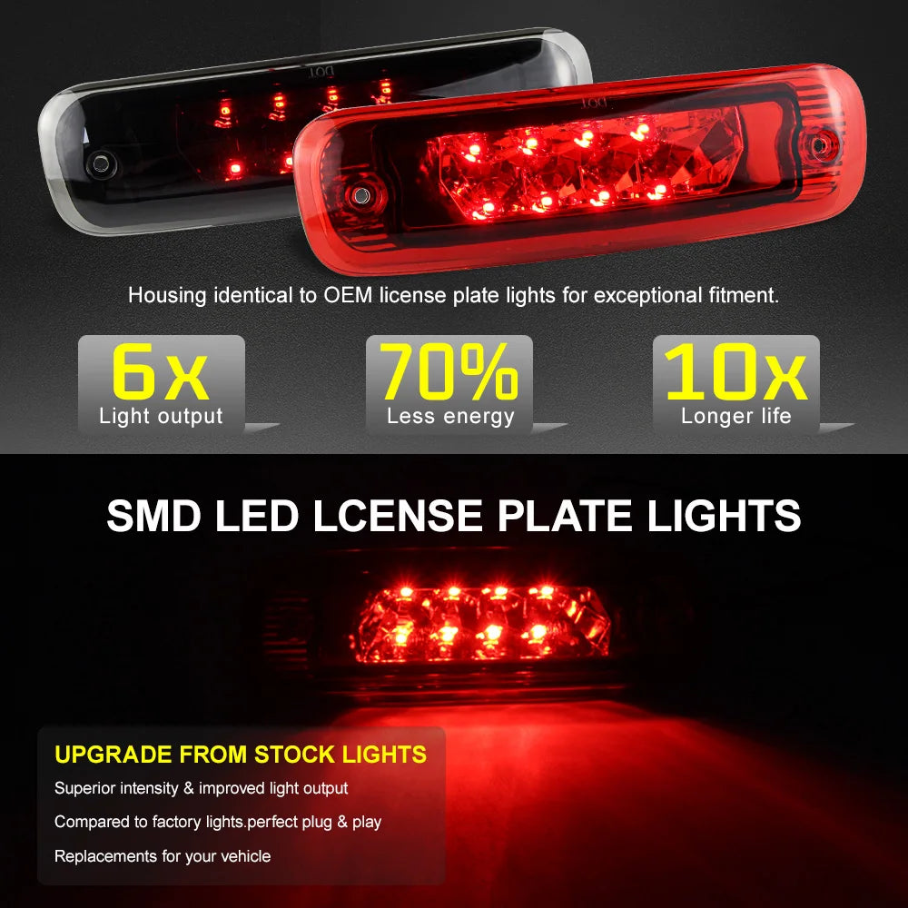 1Pcs Smoke RED Lens Car LED 3rd Third Brake Tail Light Rear High Mount