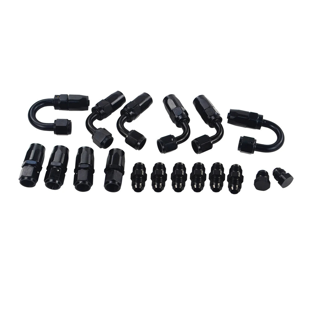 LIZHI RACING - AN6 Black  Braided Racing Hose Fuel Oil Line + Fitting