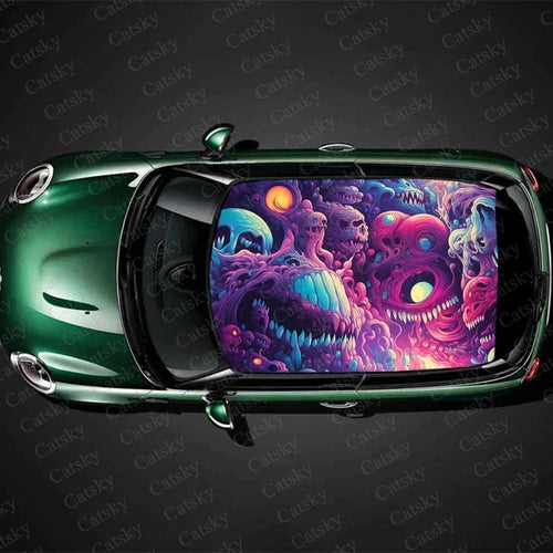 Abstract Psychedelic Monster Car Roof Sticker Wrap Racing SUV