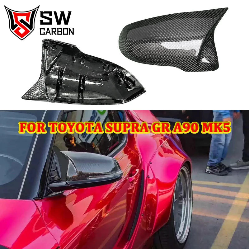 Real Carbon Fiber Replacement Mount Car Mirror Cover for Toyota Supra