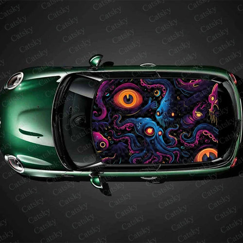 Abstract Psychedelic Monster Car Roof Sticker Wrap Racing SUV