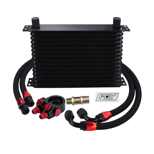 LIZHI - UNIVERSAL 15 ROWS OIL COOLER KIT + OIL FILTER SANDWICH ADAPTER