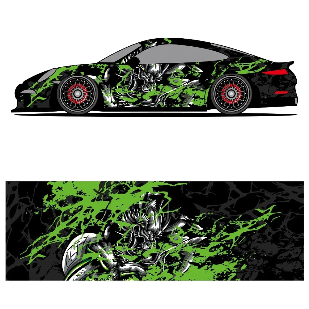 Sugar Skull Art Racing Car Graphic Decal Full Body Racing Vinyl Wrap