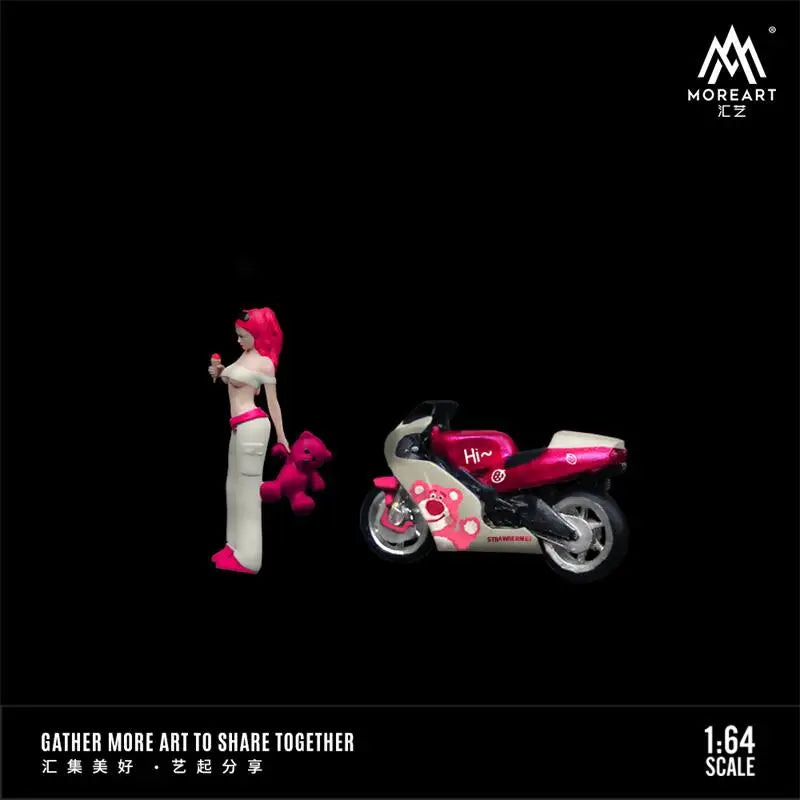 **Pre-Order** MoreArt 1:64 Strawberry Bear Motorcycle Girl Figure