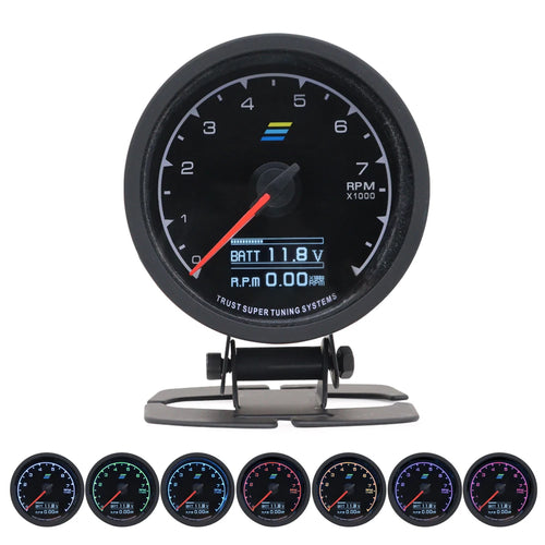 2.5 Inch 7 Color Turbo Boost Gauge Car Multi LCD Digital Display