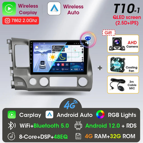 Srnubi 10" Android 12 Carplay Car Stereo Radio for Honda Civic 8 2005