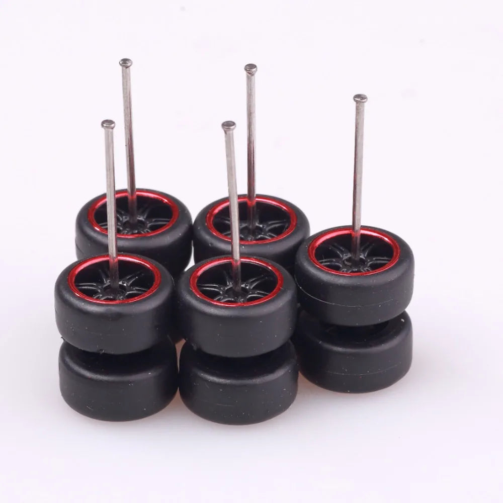 5Sets 1/64 Alloy Car Wheels With Rubber Tires Model Car Modified Parts