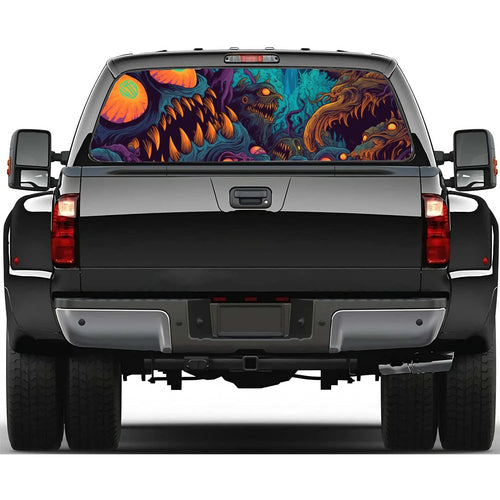 Abstract Psychedelic Monster Car Rear Window Decal Fit